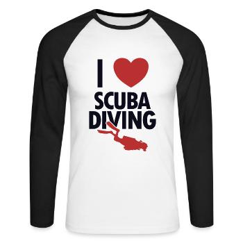 I love Scuba Diving Goggles Diving Mask - Unisex Long Sleeve Baseball T-Shirt - white/black - Front - Nik (191cm)
