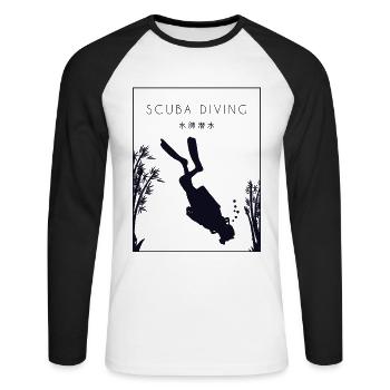 Scuba Diving Chinese Hanzi Goggles Scuba - Unisex Long Sleeve Baseball T-Shirt - white/black - Front - Nik (191cm)