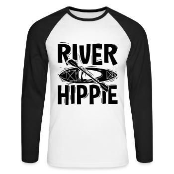 River Hippie Kayaking Paddle Boat Kayak Lover - Unisex Long Sleeve Baseball T-Shirt - white/black - Front - Nik (191cm)