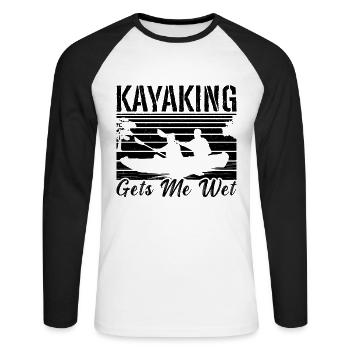 Kayaking Gets Me Wet Retro Canoeing Kayak Lover - Unisex Long Sleeve Baseball T-Shirt - white/black - Front - Nik (191cm)