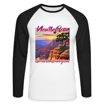 Coucher de soleil sur la rive nord du Grand Canyon - T-shirt baseball manches longues Homme - blanc/noir - Devant - Nik (191cm)