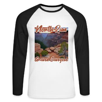 Coucher de soleil sur la rive nord du Grand Canyon - T-shirt baseball manches longues Homme - blanc/noir - Devant - Nik (191cm)