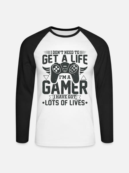 Gamer gaming zocken Computerspiel Controller - Unisex Baseballshirt langarm - Weiß/Schwarz
