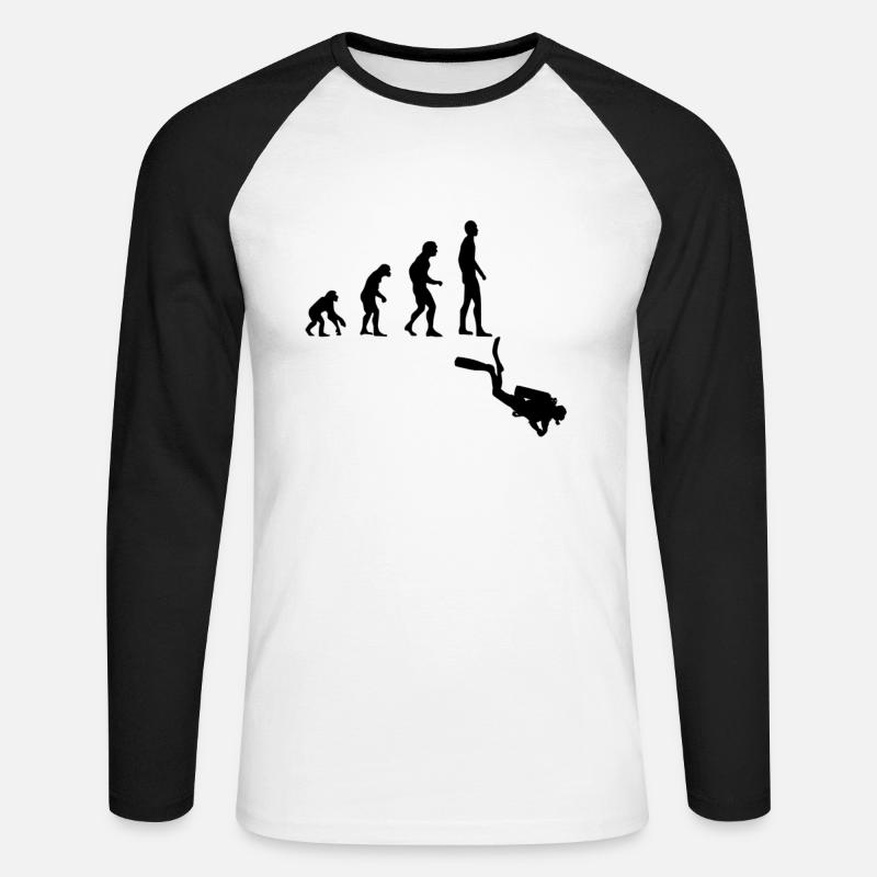 Evolution Tauchen - Unisex Baseballshirt langarm - Weiß/Schwarz