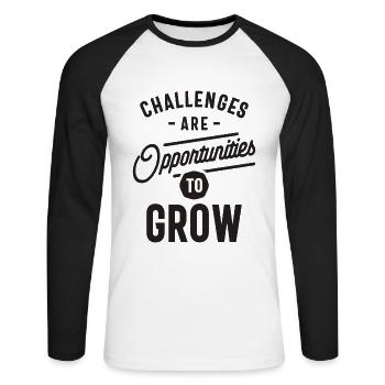 Growth Through Challenges - Motivational Quote - Unisex Long Sleeve Baseball T-Shirt - white/black - Front - Nik (191cm)
