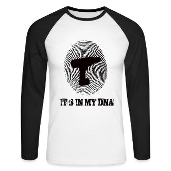 DIY c’est dans mon ADN - T-shirt baseball manches longues Homme - blanc/noir - Devant - Nik (191cm)