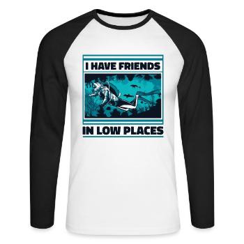 J’ai des amis dans des endroits bas Plongeons - T-shirt baseball manches longues Homme - blanc/noir - Devant - Nik (191cm)