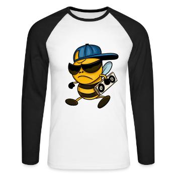 Bee Dj Cool - Unisex Long Sleeve Baseball T-Shirt - white/black - Front - Nik (191cm)