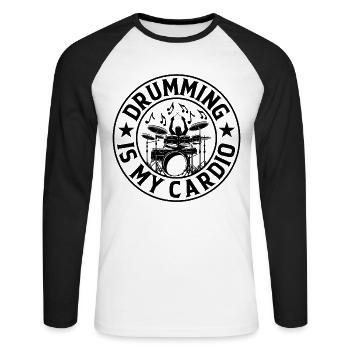 Drumming Is My Cardio - Drum Player Drummer - Unisex Long Sleeve Baseball T-Shirt - white/black - Front - Nik (191cm)