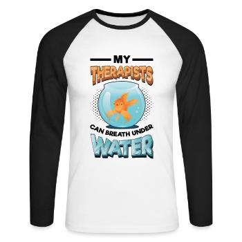 Fun fish keeping, fish keepers - Unisex Long Sleeve Baseball T-Shirt - white/black - Front - Nik (191cm)