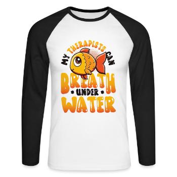 Élevage de poissons amusant, pisciculteurs - T-shirt baseball manches longues Homme - blanc/noir - Devant - Nik (191cm)