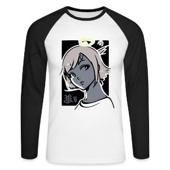 Angel Girl with Halo - Unisex Long Sleeve Baseball T-Shirt - white/black - Front - Nik (191cm)