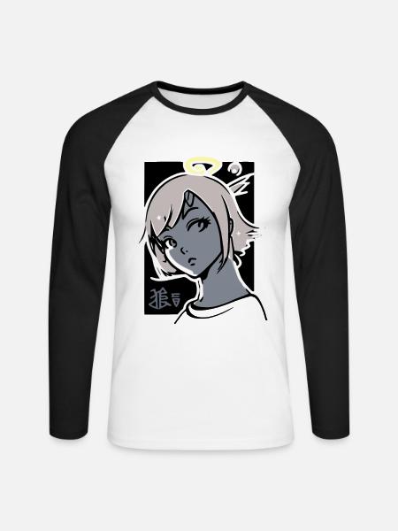 Engel Mädchen mit Heiligenschein - Unisex Baseballshirt langarm - Weiß/Schwarz