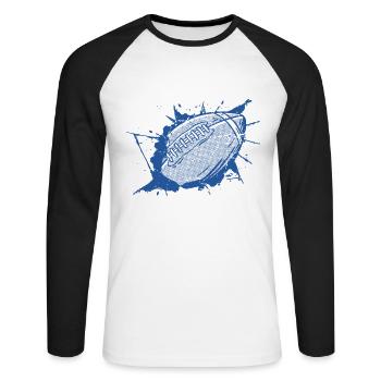 Gestion du stress Sport Sensibilisation au stress Football - T-shirt baseball manches longues Homme - blanc/noir - Devant - Nik (191cm)
