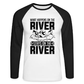 Que se passe-t-il sur la rivière Kayak Rafting Lamateur - T-shirt baseball manches longues Homme - blanc/noir - Devant - Nik (191cm)