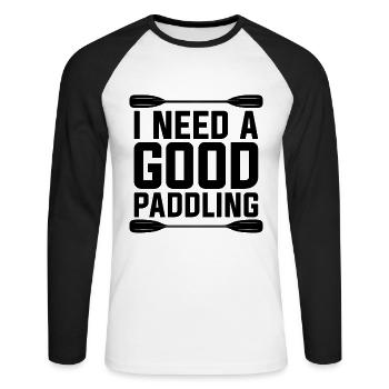 J’ai besoin d’un bon amateur de rafting Kayak de radeau - T-shirt baseball manches longues Homme - blanc/noir - Devant - Nik (191cm)