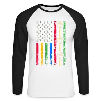 Drapeau sportif américain - T-shirt baseball manches longues Homme - blanc/noir - Devant - Nik (191cm)