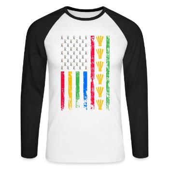 Drapeau sportif américain - T-shirt baseball manches longues Homme - blanc/noir - Devant - Nik (191cm)