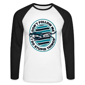 Don't Follow Me I Do Stupid Things Diver Mask - Unisex Long Sleeve Baseball T-Shirt - white/black - Front - Nik (191cm)