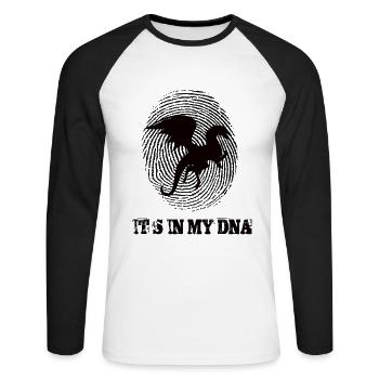 Dragon son Iny mon ADN - T-shirt baseball manches longues Homme - blanc/noir - Devant - Nik (191cm)