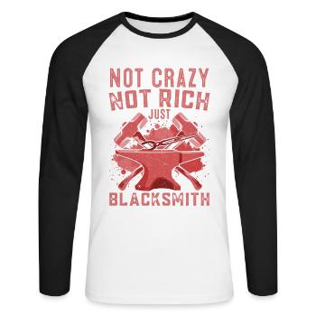 Not Crazy Not Rich Just Blacksmith Forging Gift - Unisex Baseballshirt langarm - Weiß/Schwarz - Vorne - Nik (191cm)