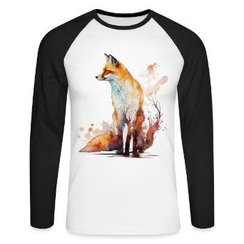 Fox Gift Son Animal Wildlife Animal Motif Motif - Unisex Long Sleeve Baseball T-Shirt - white/black - Front - Nik (191cm)