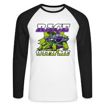 Race With Me Water Turtle Giant Tortoise - Unisex Long Sleeve Baseball T-Shirt - white/black - Front - Nik (191cm)