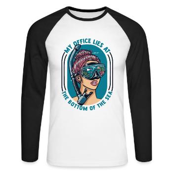 My Office Lies At The Bottom Of The Sea - Unisex Long Sleeve Baseball T-Shirt - white/black - Front - Nik (191cm)