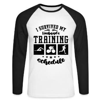 J’ai survécu à l’amoureux du sprint de mon mariTriathlon - T-shirt baseball manches longues Homme - blanc/noir - Devant - Nik (191cm)
