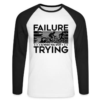 Failure Is When You RetroTraining Triathlon Lover - Unisex Long Sleeve Baseball T-Shirt - white/black - Front - Nik (191cm)