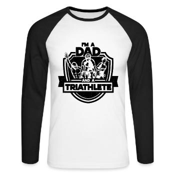I'm A Dad And A Triathlete Race Triathlon Lover - Unisex Long Sleeve Baseball T-Shirt - white/black - Front - Nik (191cm)