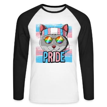 Pride LGBTQ Transgender Flagge Kostüm Pride Month - Unisex Baseballshirt langarm - Weiß/Schwarz - Vorne - Nik (191cm)