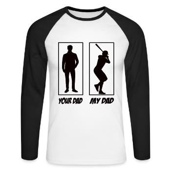 Ton père mon père Baseball Papa - T-shirt baseball manches longues Homme - blanc/noir - Devant - Nik (191cm)