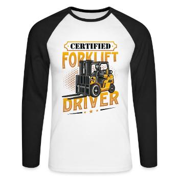 Certified forklift driver - Unisex Long Sleeve Baseball T-Shirt - white/black - Front - Nik (191cm)