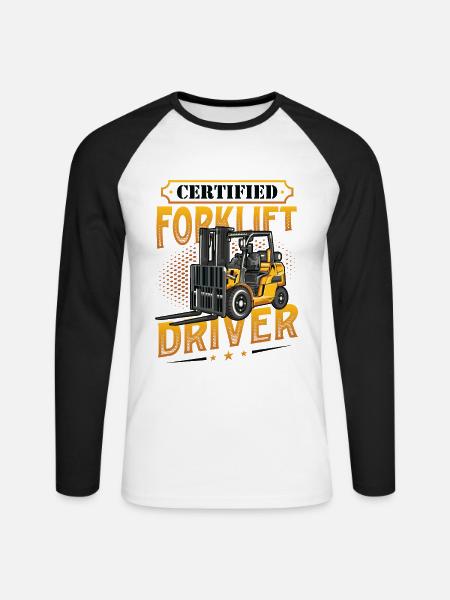 Certified forklift driver - Unisex Long Sleeve Baseball T-Shirt - white/black