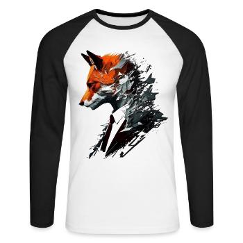 Fuchs Tierliebhaber Tierisch Tier Geschenkidee - Unisex Baseballshirt langarm - Weiß/Schwarz - Vorne - Nik (191cm)