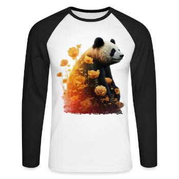 Panda Kunst Tierliebhaber Pandabär Bär Motiv - Unisex Baseballshirt langarm - Weiß/Schwarz - Vorne - Nik (191cm)