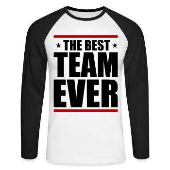 Beste Team Ever - Unisex Baseballshirt langarm - Weiß/Schwarz - Vorne - Nik (191cm)