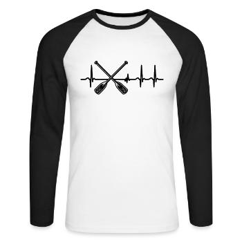 Oars Heartbeat Rowing Paddling Water Sports Rower - Unisex Long Sleeve Baseball T-Shirt - white/black - Front - Nik (191cm)