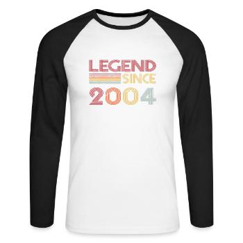 2004 Geburtstag Legend since Retro Vintage - Unisex Baseballshirt langarm - Weiß/Schwarz - Vorne - Nik (191cm)