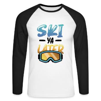 Ski Ya Later, fun skiing - Unisex Long Sleeve Baseball T-Shirt - white/black - Front - Nik (191cm)
