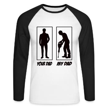 Your Dad My Dad Construction Worker Dad - Unisex Long Sleeve Baseball T-Shirt - white/black - Front - Nik (191cm)
