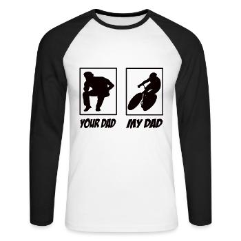 Ton père mon père vélo de route papa - T-shirt baseball manches longues Homme - blanc/noir - Devant - Nik (191cm)