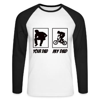 Ton papa mon papa bmx papa - T-shirt baseball manches longues Homme - blanc/noir - Devant - Nik (191cm)