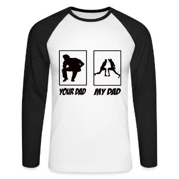 Your Dad My Dad Fechten Papa - Unisex Baseballshirt langarm - Weiß/Schwarz - Vorne - Nik (191cm)