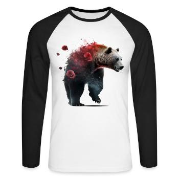 Bear Bear Bear Motif Bear Motif Animal Art Gift - Unisex Long Sleeve Baseball T-Shirt - white/black - Front - Nik (191cm)