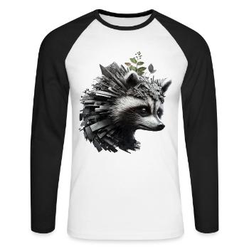Raton laveur Art Ratons laveurs Animal Zoo City Fun - T-shirt baseball manches longues Homme - blanc/noir - Devant - Nik (191cm)