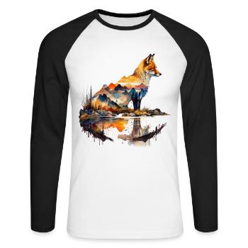 Renard Forêt Animaux Motif animal Art Motif Renard - T-shirt baseball manches longues Homme - blanc/noir - Devant - Nik (191cm)