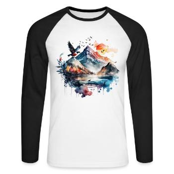 Renard Forêt Animaux Motif animal Art Motif Renard - T-shirt baseball manches longues Homme - blanc/noir - Devant - Nik (191cm)