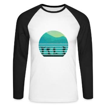 Alaska Hiking Team Mountain Camper Trekking Hikers - Unisex Long Sleeve Baseball T-Shirt - white/black - Front - Nik (191cm)
